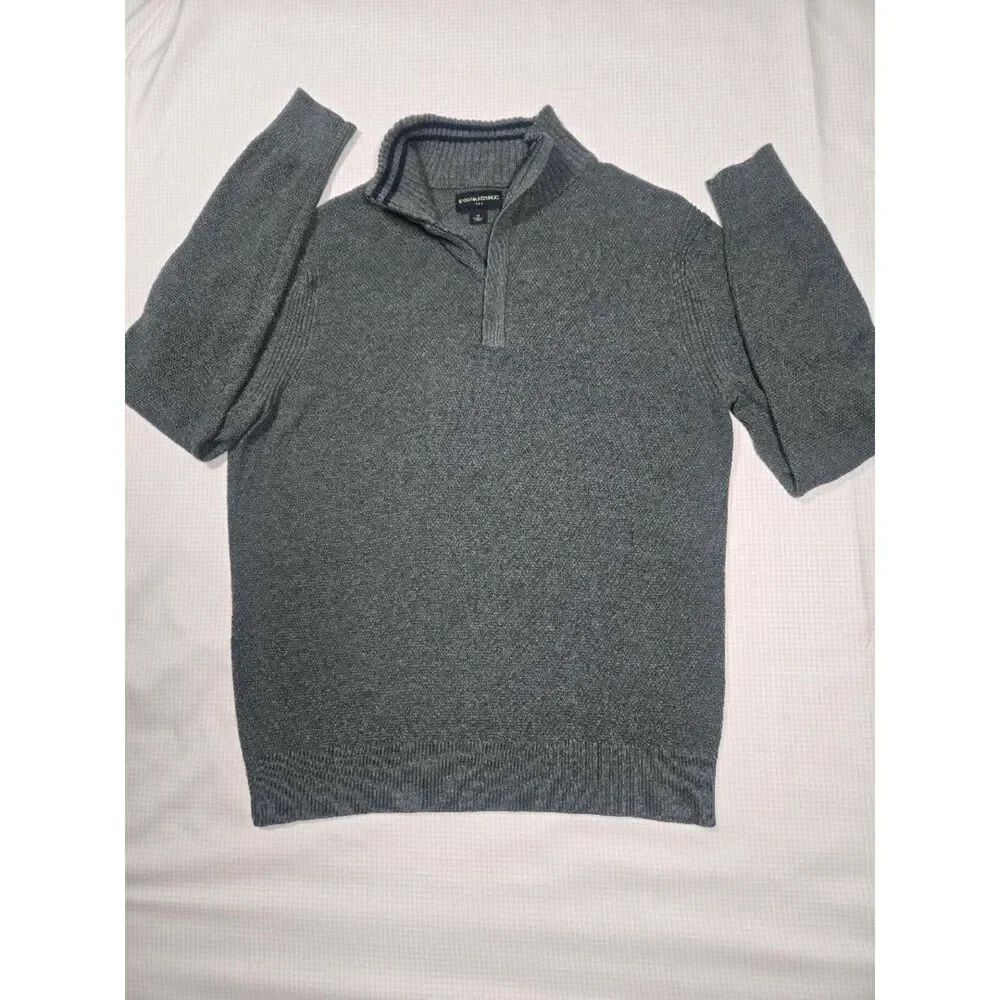 Banana Republic Charcoal Gray Textured Quarter Zip Pullover Sweater Size M
